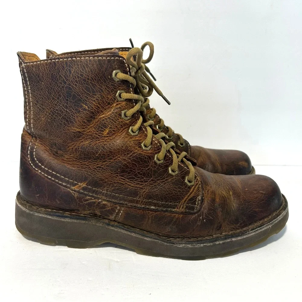 Dr. Martens Jasper Boots Men 10 Brown Distressed Leather Lace Up Gorpcore Grunge